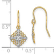 14K w/Rhodium Fancy Filigree Dangle Wire Earrings