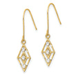 14K w/Rhodium Diamond-cut Small Diamond Shape Wire Earrings