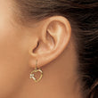 14K w/ Enamel Cross Heart Dangle Earrings