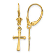 14k Polished Cross Leverback Earrings - Birthstone Company
