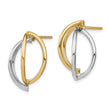 14k w/ White Rhodium Double Half Circle Wire Post Earrings