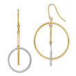 14k Two-Tone Double Circle & Bar Dangle Earrings