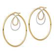 14k w/ White Rhodium Diamond-cut Twisted Circles Inside Hoop Earrings