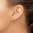 14k w/ White Rhodium Diamond-cut Twisted Circles Inside Hoop Earrings