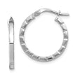 14k White Gold Small Striped Edge Hoop Earrings