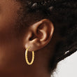 14k Striped Edge Oval Hoop Earrings