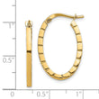 14k Striped Edge Oval Hoop Earrings
