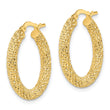 14k 3mm Diamond-cut Hoop Earrings