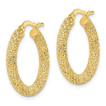 14k 3mm Diamond-cut Hoop Earrings