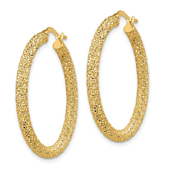 14k 3mm Diamond-cut Hoop Earrings