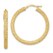 14k 3mm Diamond-cut Hoop Earrings