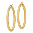14k 3x30mm Diamond-cut Hoop Earrings