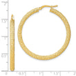 14k 3x30mm Diamond-cut Hoop Earrings