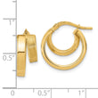 14K Polished and Brushed Square Tube Double Hoop Earrings