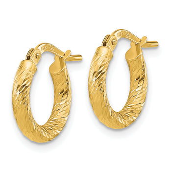 14k Polished and Diamond-cut 2.4mm Hoop Earrings