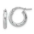 14k White Gold Polished Diamond-cut 2.4mm Hoop Earrings