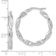 14k White Gold Polished and Textured Twisted Hoop Earrings