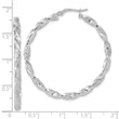 14k White Gold Polished and Textured Twisted Hoop Earrings