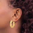 14K Polished Textured Aztec Pattern Hoop Earrings