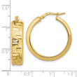 14K Polished Textured Aztec Pattern Hoop Earrings