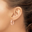 14K Rose Polished and Textured Inside Hoop Earrings - Birthstone Company