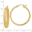14K Satin and Diamond-cut Hoop Earrings