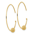 14K Wire Hoops Diamond-cut Bead Earrings
