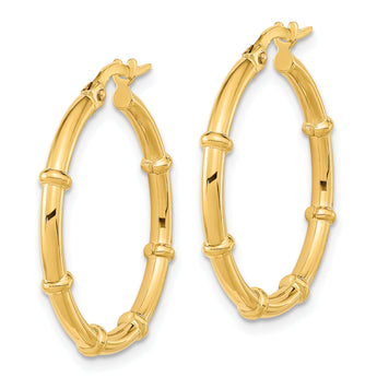 14K Polished and Fancy Hoop Earrings