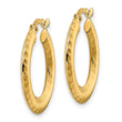 14k Polished Diamond-cut Knife-edge 2x23mm Round Hoop Earrings