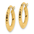 14k Polished Diamond-cut Knife-edge 2x18mm Round Hoop Earrings