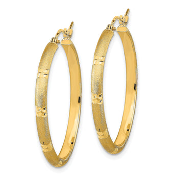 14K Polished and Satin Hoop Earrings