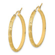 14K Polished and Satin Diamond-cut Hoop Earrings