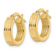 14K Polished Textured  Hoop Earrings