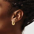 14K Polished Textured  Hoop Earrings