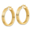 14K Polished Textured  Hoop Earring