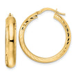 14K Polished & D/C Hoop Earrings