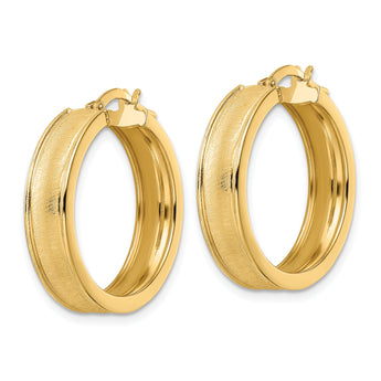 14K Brushed and Polished Hoop Earrings