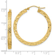 14K Satin Diamond-cut Hoop Earrings