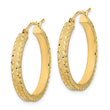 14K Polished Satin Diamond-cut Fancy Hoop Earrings
