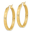 14K Polished and Satin In and Out Diamond-cut Hoop Earrings