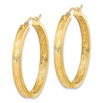 14K Polished and Satin In and Out Diamond-cut Hoop Earrings