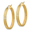 14K Polished and Textured Hoop Earrings