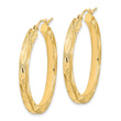 14K Polished and Satin Diamond-cut Hoop Earrings