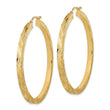 14K Polished and Textured Hoop Earrings