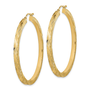 14K Polished and Textured Hoop Earrings
