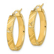 14K Polished and Brushed Textured Hoop Earrings