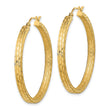 14K Satin and Diamond-cut Hoop Earrings