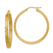 14K Satin and Diamond-cut Hoop Earrings