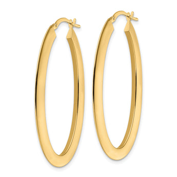 14K Polished  Oval  Hoop Earrings