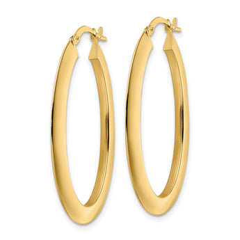 14K  Polished Oval  Hoop Earrings